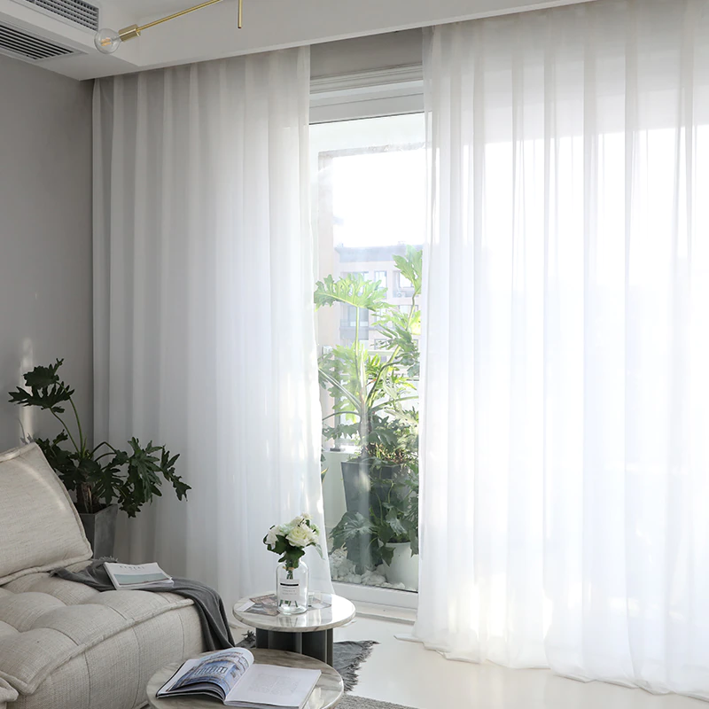 Luxurious White Chiffon Tulle Curtains For Living Room Tulle Bedroom Curtains For The Room Window Treatment Finished Voile Drape