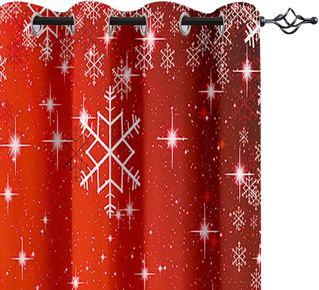 Christmas Red Snowflake Simple Pattern Curtain Set Hook, Suitable for Home Curtains In Living Room and Children's Bedroom