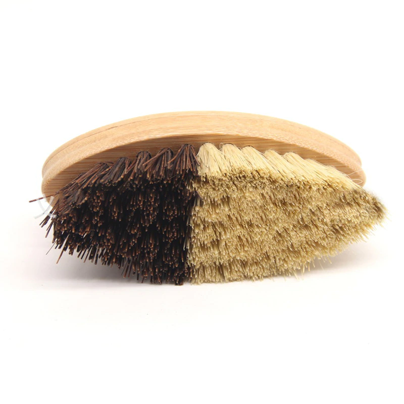 Bamboo Sisal Coarse Brown Brush Oval Vegetable and Fruit Brush Kitchen Pots and Dishes Bowl Cleaning Brush Cleaning Supplies