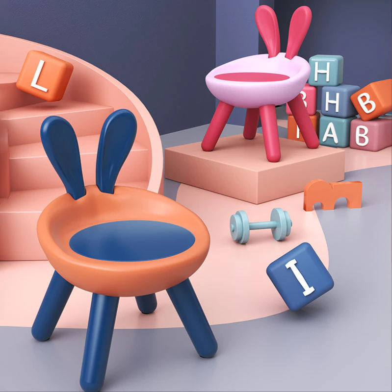 Children's Animal Bunny Style Stool Changing Shoes Chair Fashion Household Footstool Cartoon Low Stool Plastic Small Bench