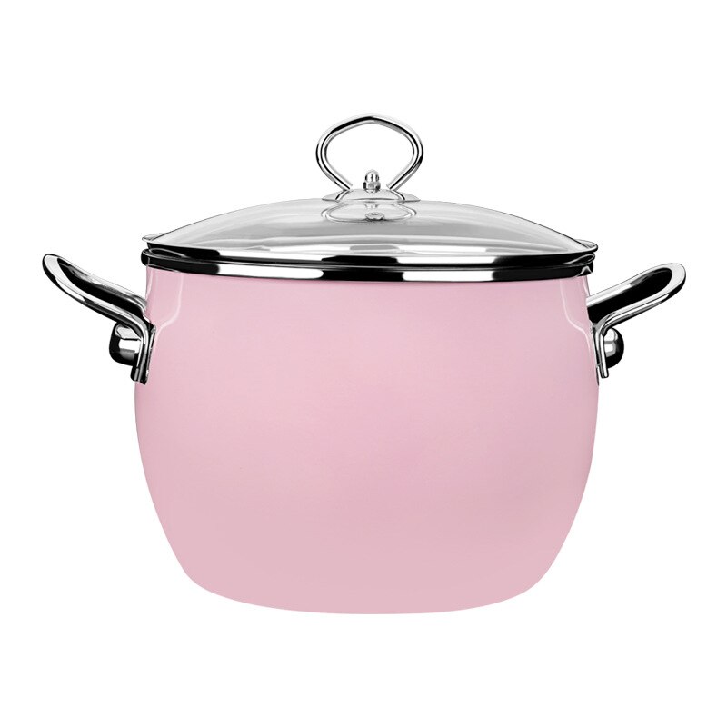 6L Pink and Green Enamel Dutch Oven Soup Stock Pot...
