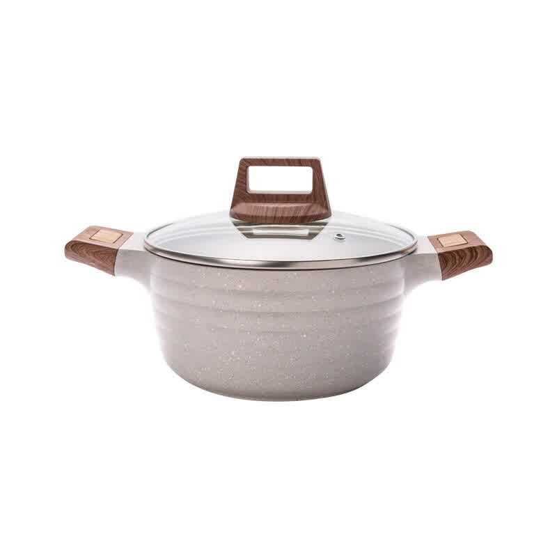 Medical stone and aluminum alloy Dutch Oven Soup Stock Pot Kitchen Cookware Set Induction Cooker Gas Available
