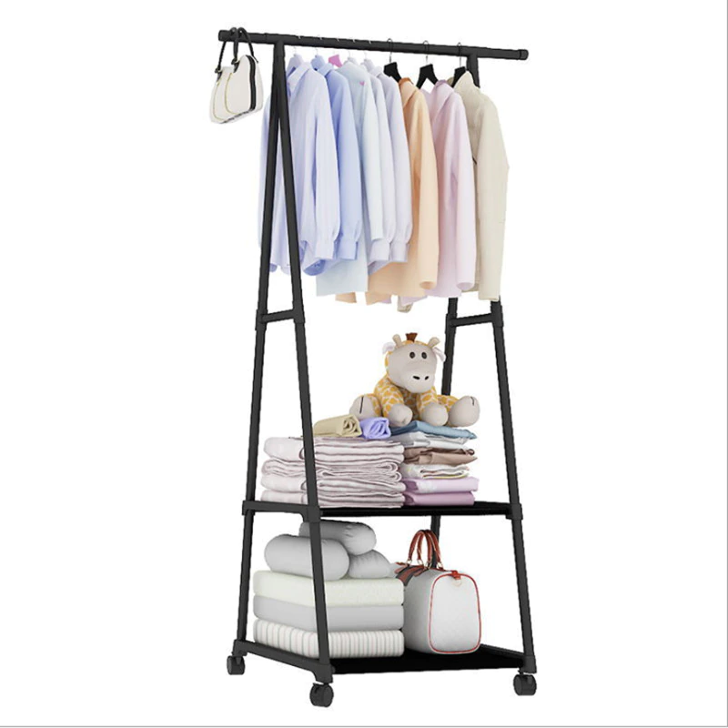 Removable Coat Rack Floor Hanger Shelf Stand with Wheels Multifunction Storage Rack Organizer Garment Clothes Holder Shelves