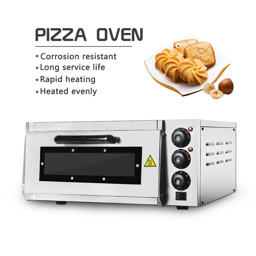 Electric Pizza Oven Commercial Baking Oven Single Deck Stone Stainless Steel Toaster Multifunctional