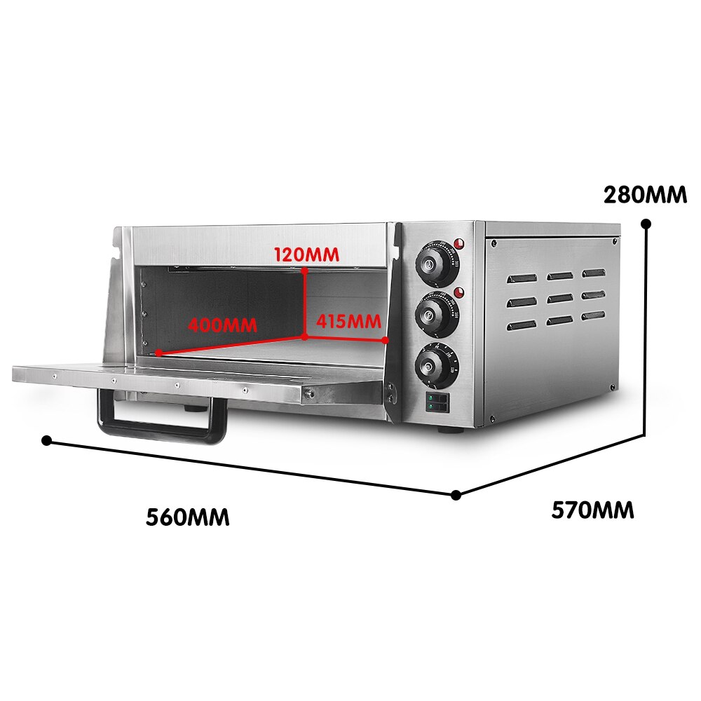 Electric Pizza Oven Commercial Baking Oven Single Deck Stone Stainless Steel Toaster Multifunctional