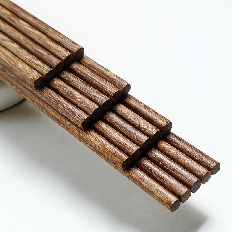 10 pairs Wooden Chopsticks Set Wenge Eco-friendly No Lacquer No Wax Dish Sushi Rice Chopsticks Heat-resistance Cutlery