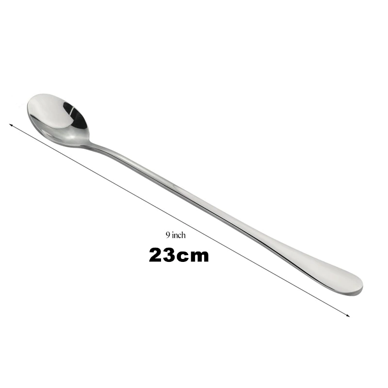 10Pcs 9 Inch Long Handle Iced Tea Spoon Stainless Steel Cocktail Stirring Spoons for Mixing Tea Coffee Ice Cream Spoon Set