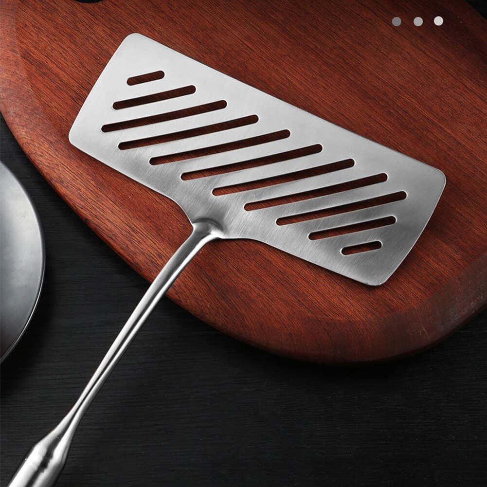 Multipurpose Wide Shovel Easy Clean Beveled Long Handle Grilling Slotted BBQ Stainless Steel Cooking Fried Fish Steak Spatula