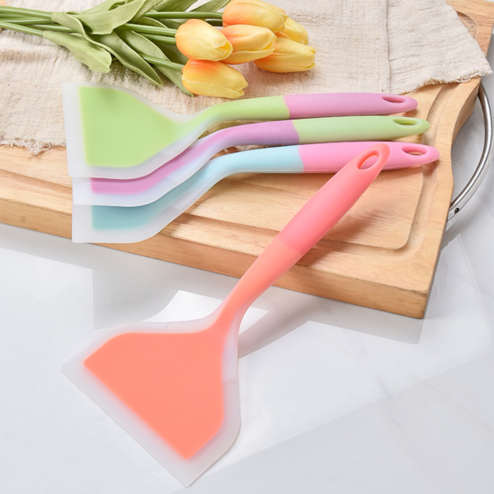 Silicone Spatula Food-Grade Spatula Turner Nonstick Kitchen Utensils Meat Spatula Shovel Cooking Baking Mixing Cooking Tools