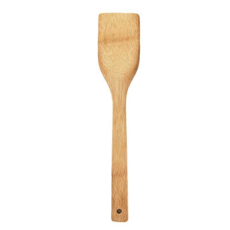 2pcs 100% natural Long-handled bamboo spade stir-fry spatula The original color Kitchen Utility Spade Spoon Cooking Tools