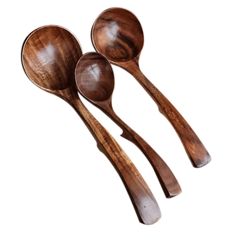 3Pcs Hanging Bowl Non-Slip Falling Wooden Spoon Wooden Spoon Ramen Spoon Solid Wood Porridge Spoon Hot Pot Spoon