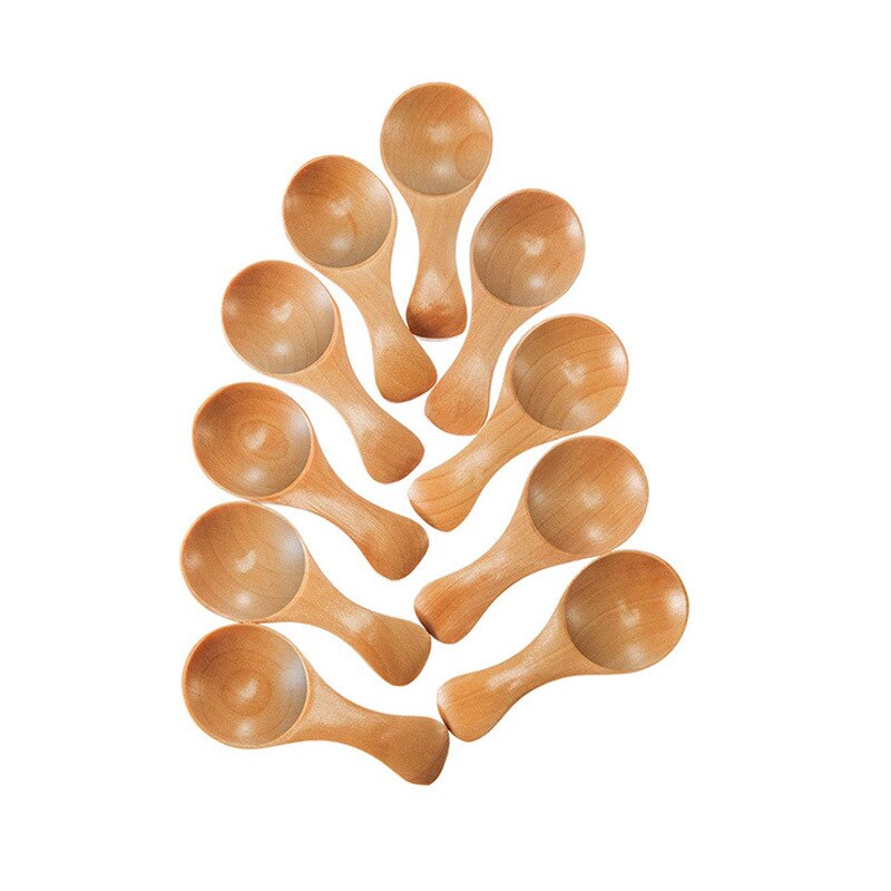 Short Handle 10 Packets of Small Wooden Spoon, Perfect for Small Jars of Jam, Spices, Condiments