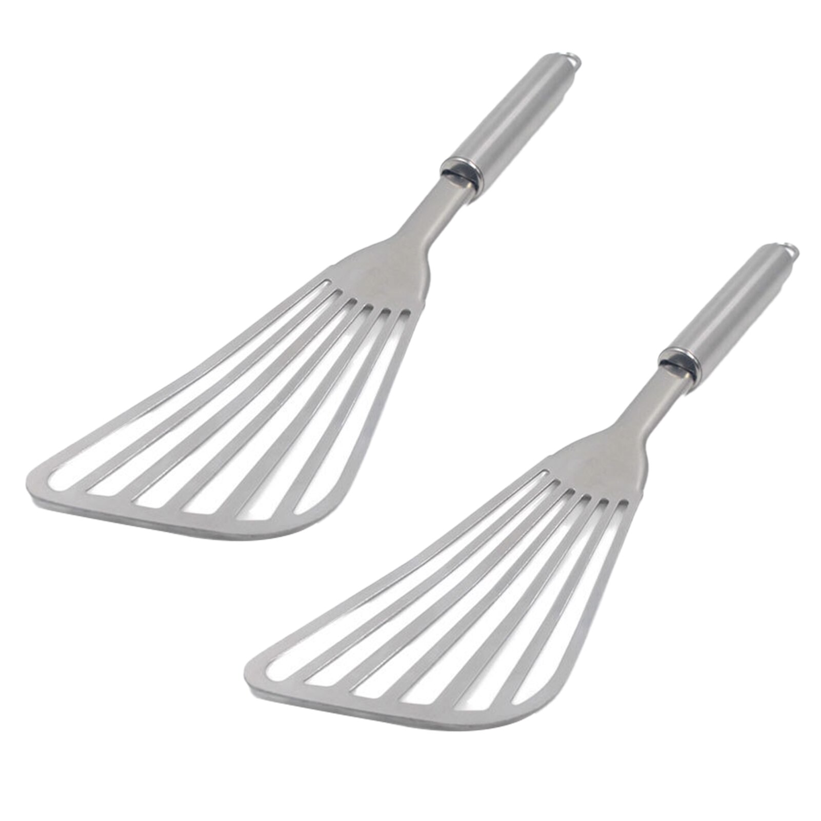 2pcs Fries Fish Spatula Slotted Turner Stainless S...