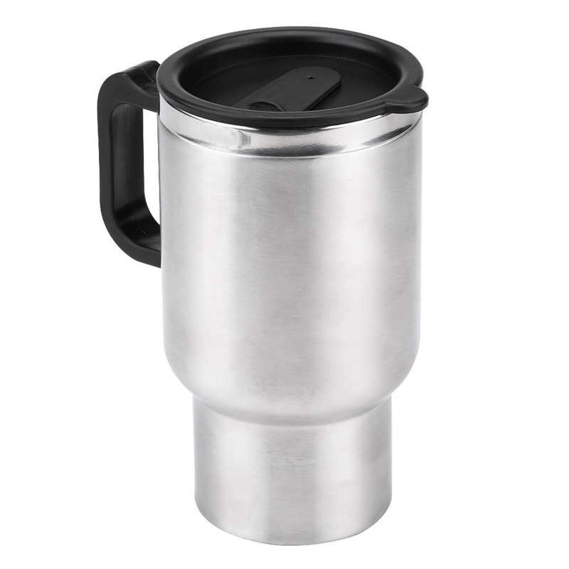 450ml 12V Stainless Steel Vehicle Heating Cup Electric Heating Car Kettle Camping Travel Kettle Water Coffee Milk Thermal Mug