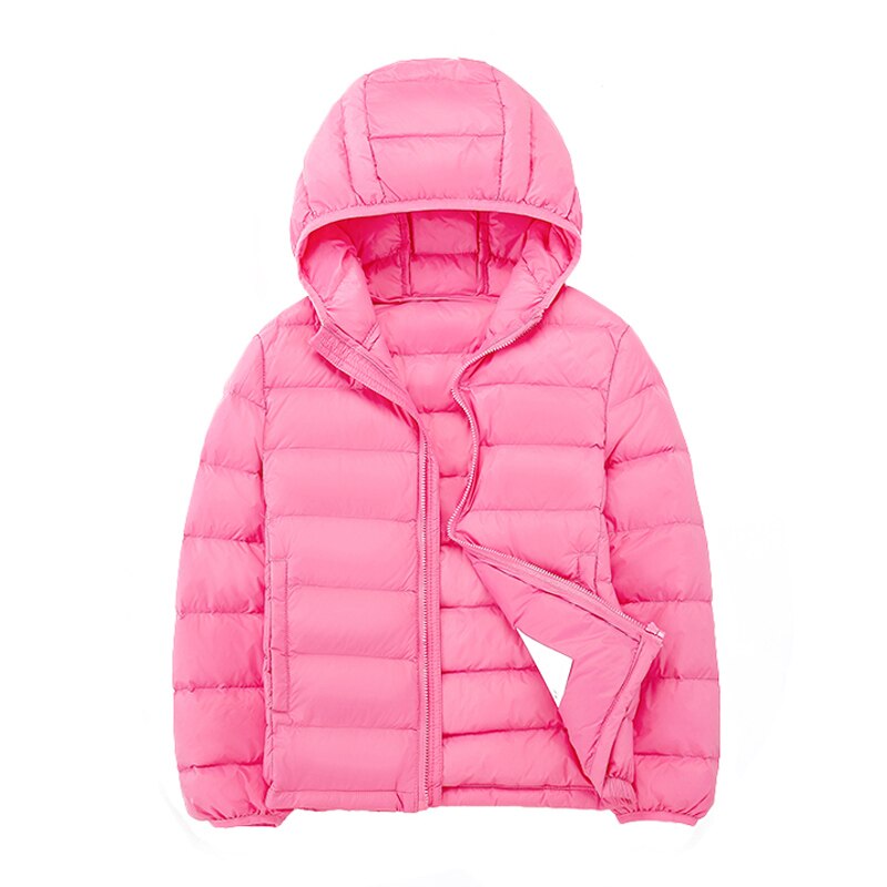 Autumn Winter Light Weight Children Hooded Down Jackets Kids Clothing Boys Girls Portable Windproof Duck Down Coats
