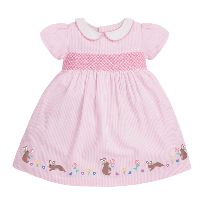 Little Elegant Lovely Baby Girls Summer Dress for New Year Cotton Children Casual Clothes Pink for Kids