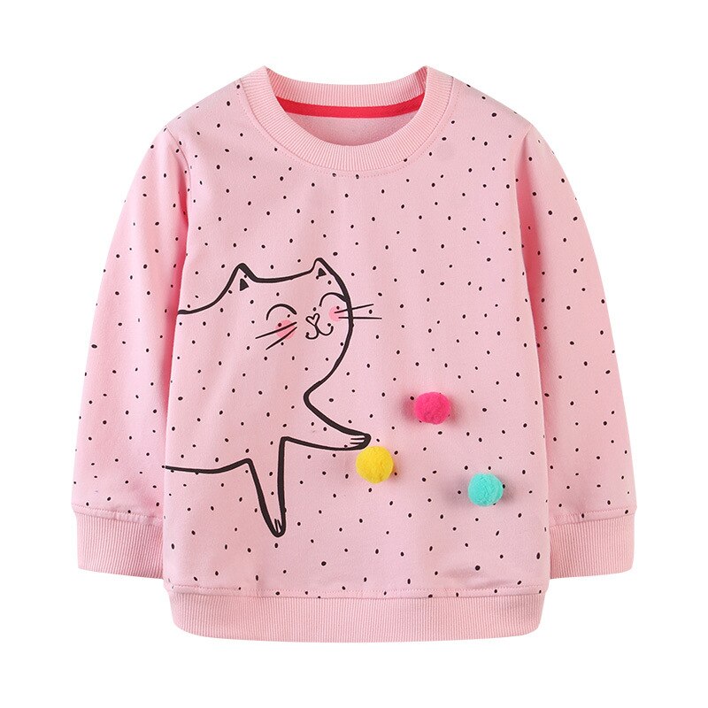 Little maven Baby Girls Sweatshirt Spring and Autumn Children's Casual Clothing Cotton with Lovely Cat for Toddler kids