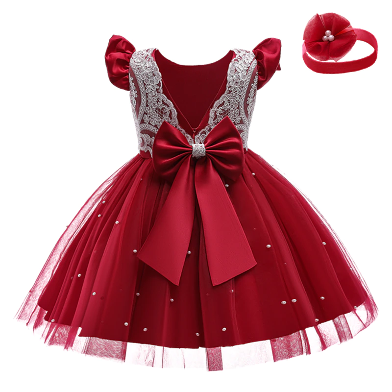 Girls Princess Bowknot Dress Toddler Baby Kids Ruf...