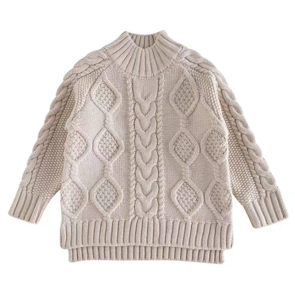 Girls Sweater New Spring And Autumn Knitting Thick Line Girl Foreign Style Twist Children Loose Clothes