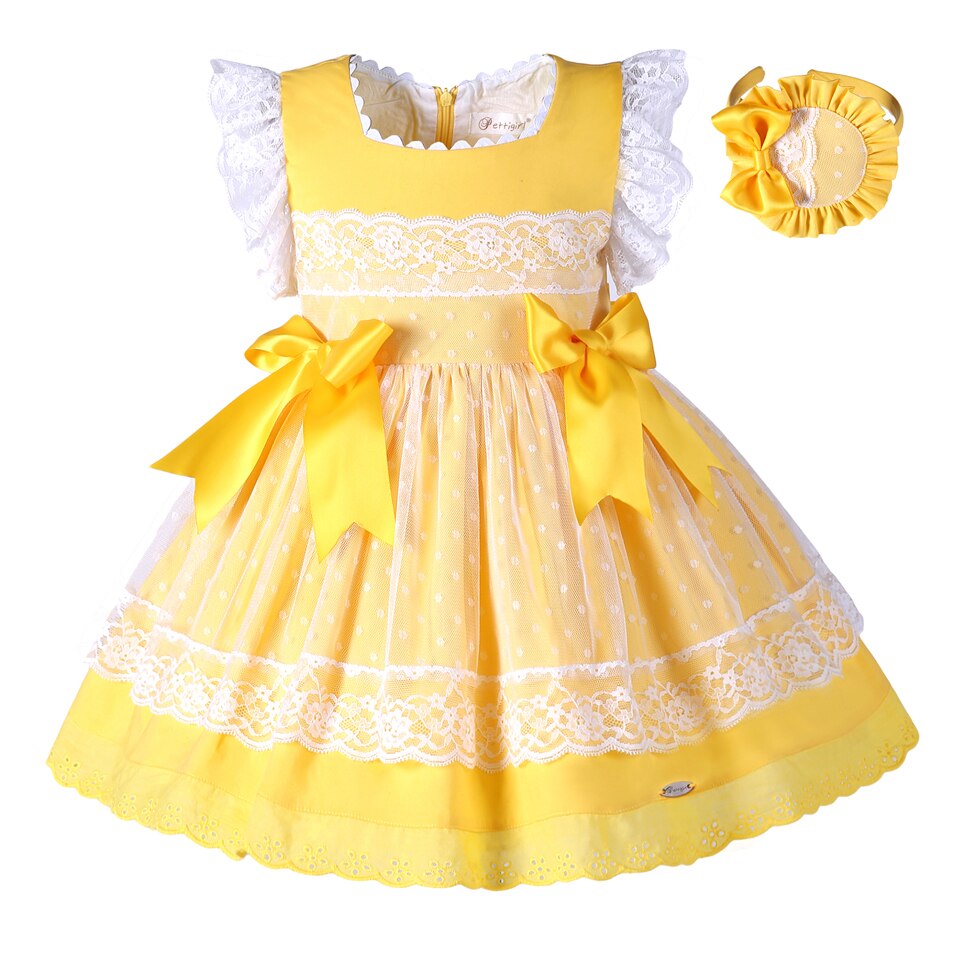 Summer Easter Children Kids Girls Yellow Fashion Holiday Princess Dresses for Infant Outfits