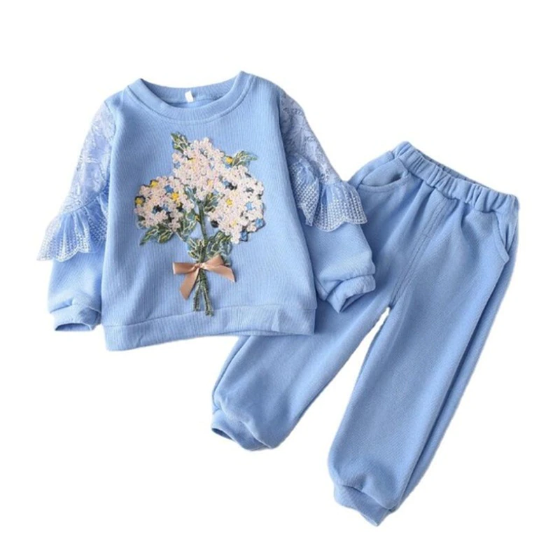 Baby girls denim 3pcs clothing sets autumn kid girls fashion coat tops pants tracksuits spring clothing children casual outfits