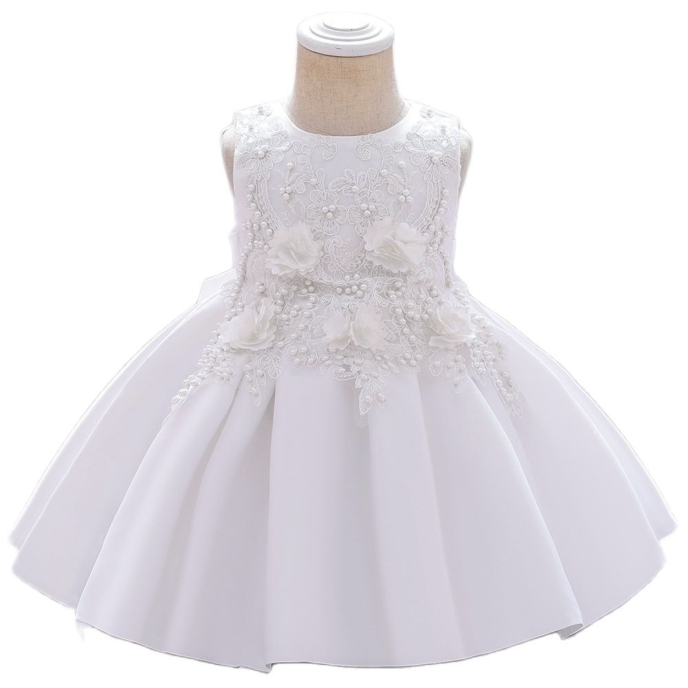 New Lace Baby Girls Birthday Pearl Birthday Party Dress Princess Evening Dress Baby Outfit Children Clothes