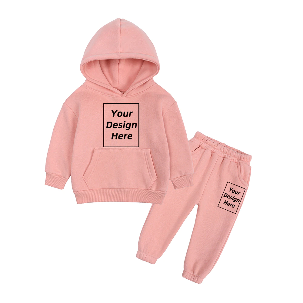 Custom Personalized Kids Pullover Hoodie DIY Your Text Image Customized Long Sleeve Toddler Sweatshirt Pants Clothing Suit