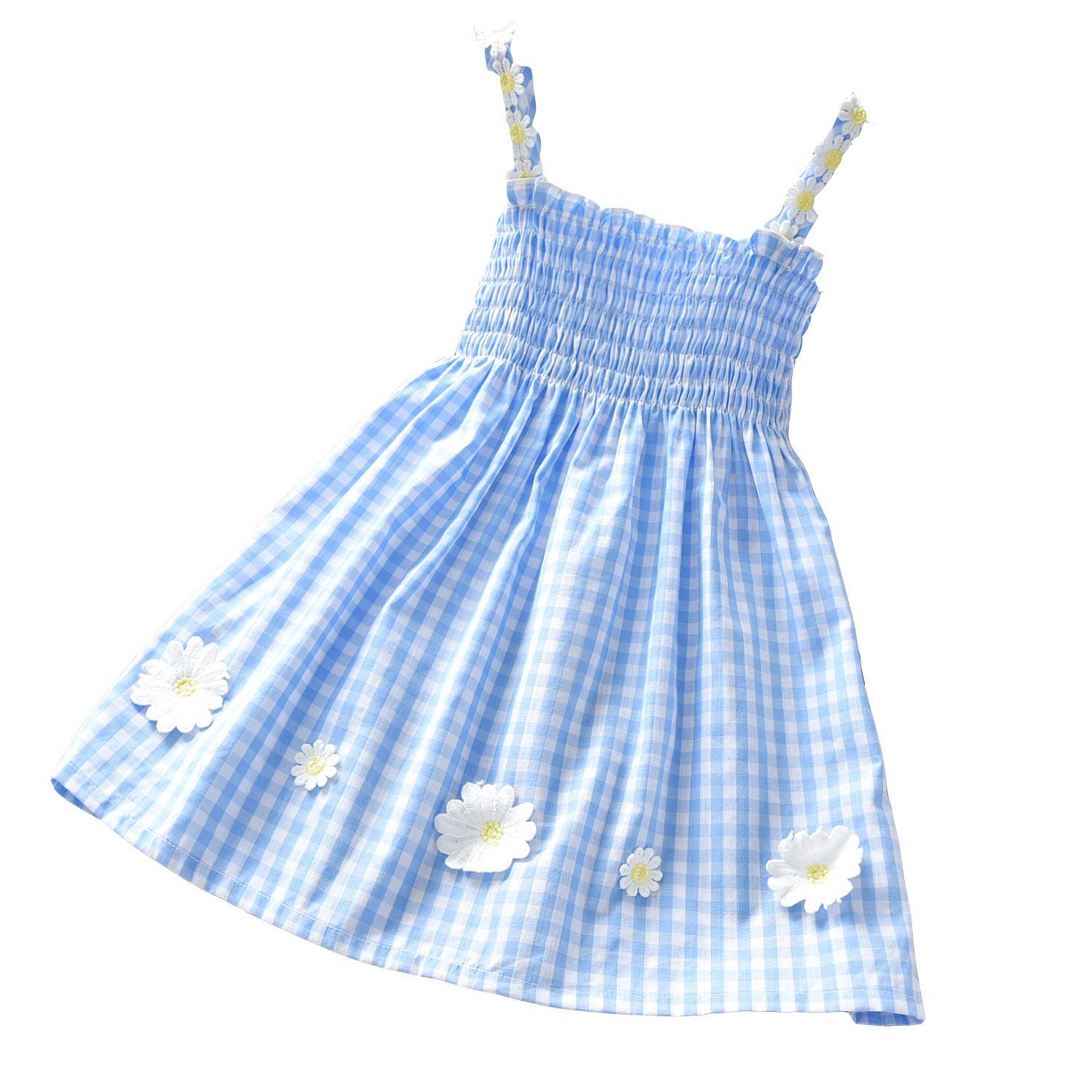 New Plaid Dress Girl princess sleeveless cotton clothing little girl cotton baby summer fashion dresses children