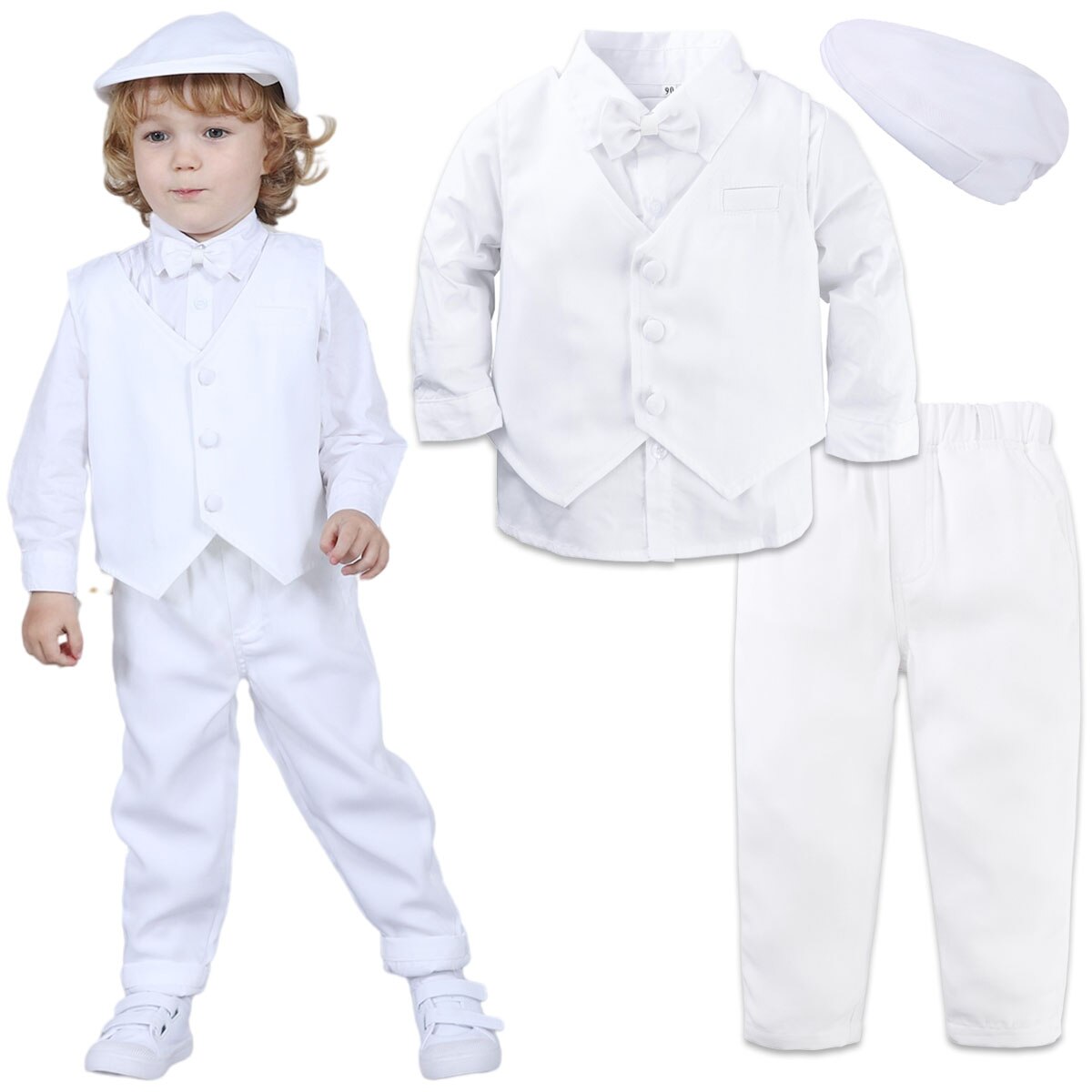 Baby Boy Baptism Formal Outfit Toddler Gentleman Party Clothing Set Infant Wedding Christmas Xmas Birthday Clothes Bow Tie