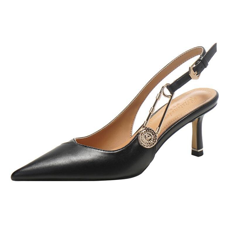 Design Stiletto Elegant Solid High Heels Women,hin Heels Black Versatile Sandals Women, Shoes Summer Calzado Mujer