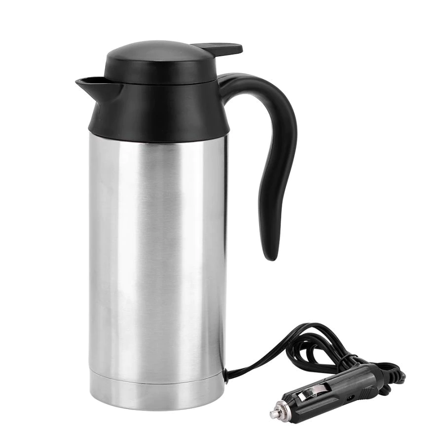240W 750ml 24V Electric Heating Cup Kettle Stainless Steel Water Heater Bottle for Tea Coffee Drinking Travel Car Truck Kettle