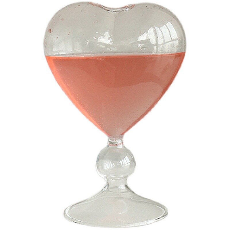 Heart-shaped Wine Glass Cup Vase Transparent Cute Love Champagne Beer Beverage Tea Cup Home Decoration Ornaments