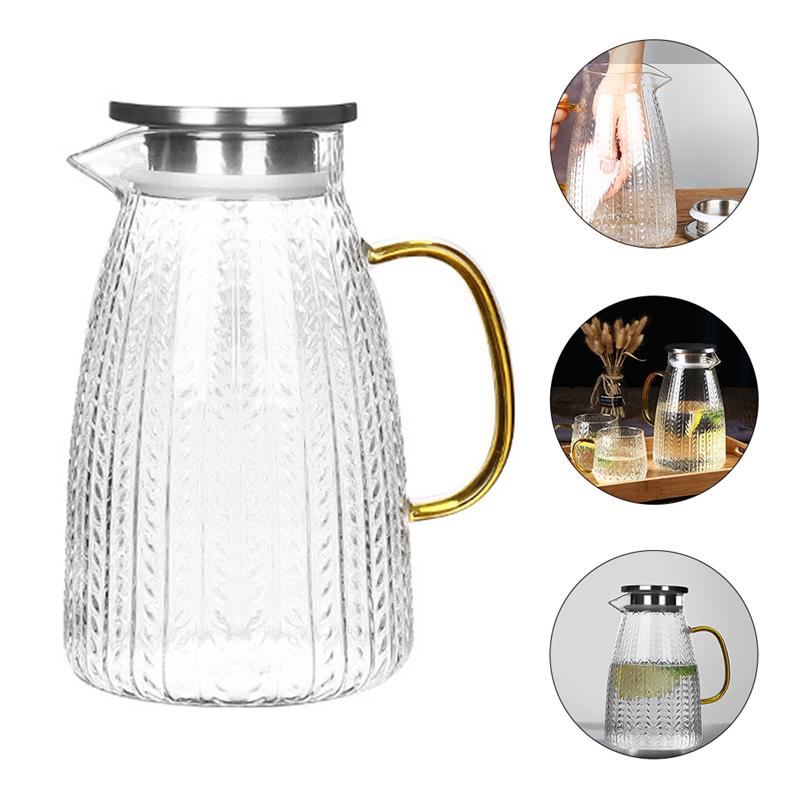 Glass Clod Water Pot Juice Beverage Kettle Large Capacity Water Kettle Water Container Set for Shop Office Home