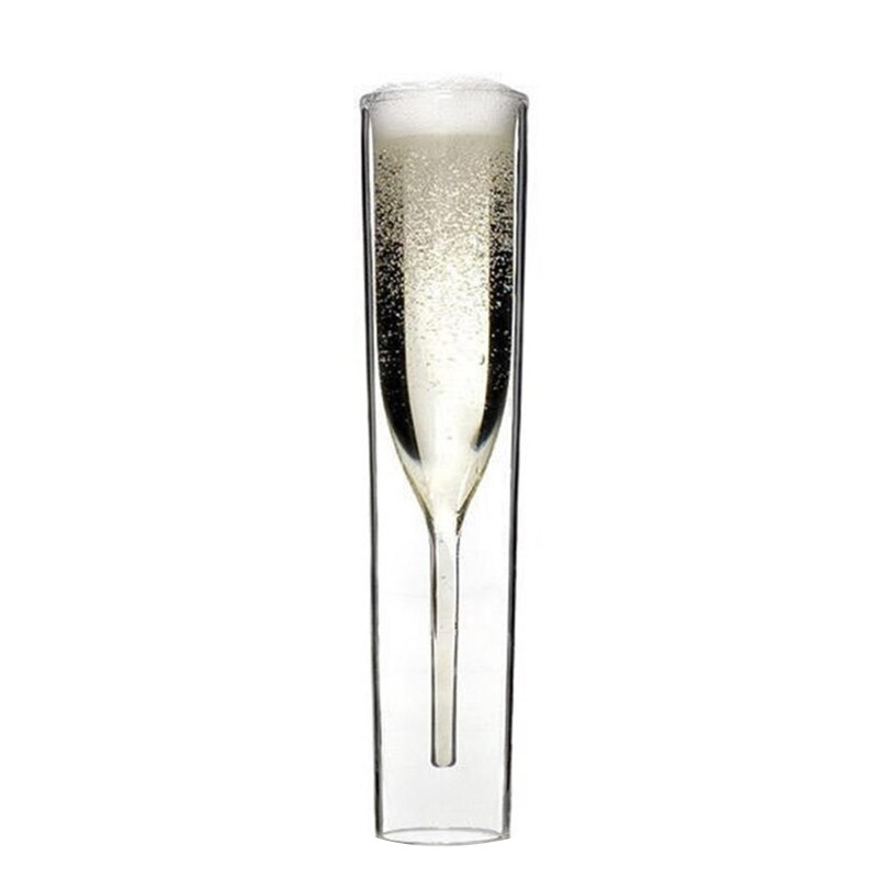 Double Layers Glasses Champagne Flutes Goblet Bubble Sparkling Wine Tulips Cocktail Wedding Glass Cup
