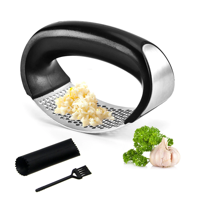 Stainless Steel Garlic Grinding Press Manual Ginger Chopping Crusher Pipe Peeler Mincer for Fruit Vegetables Kitchen Tools