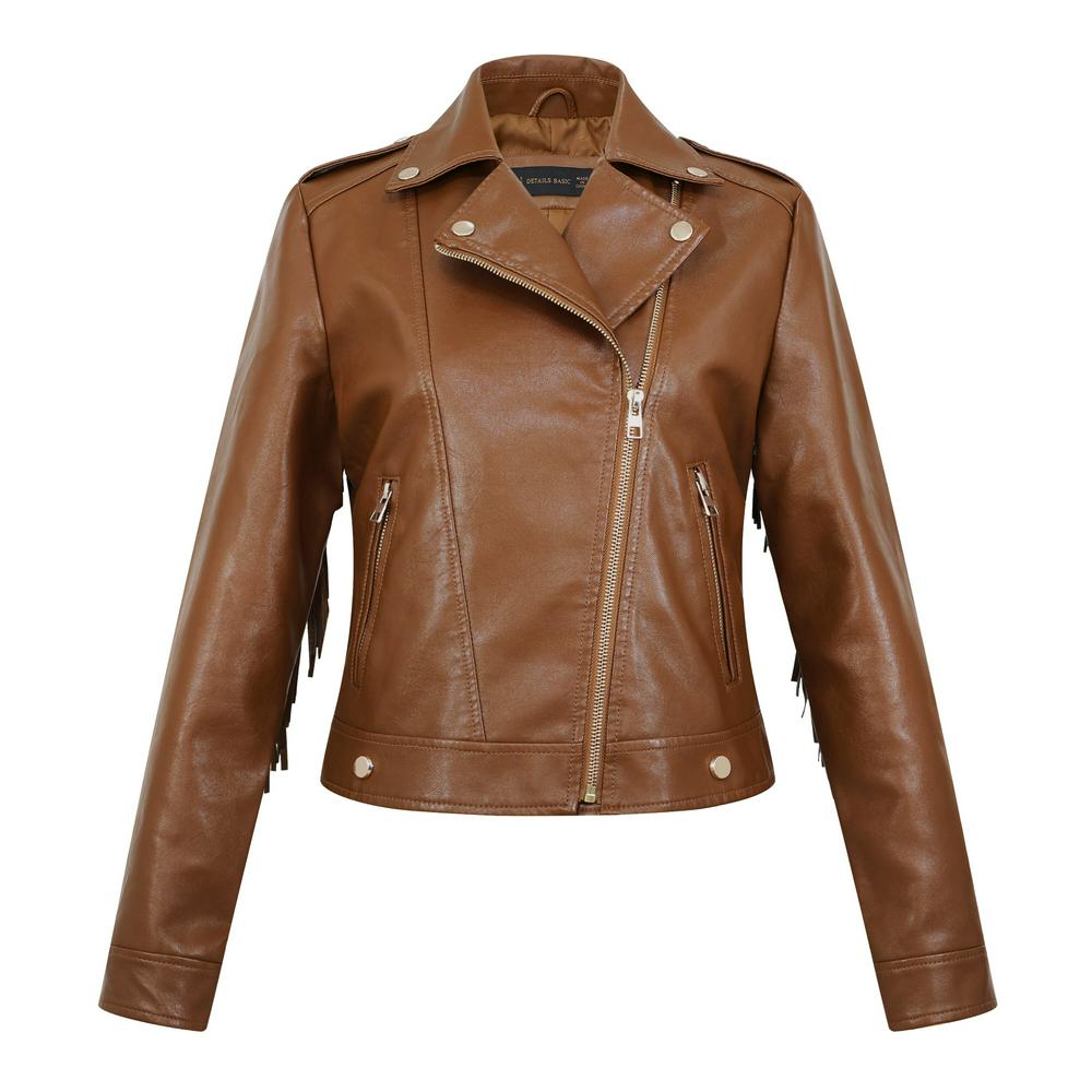Autumn New Leather Fringed Jacket Women PU Leather Coat Short Slim Fit Fashion Fringed Jacket