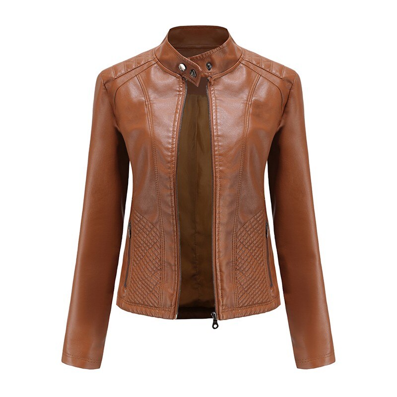 Womens Leather Jackets And Coats Spring Autumn Lon...