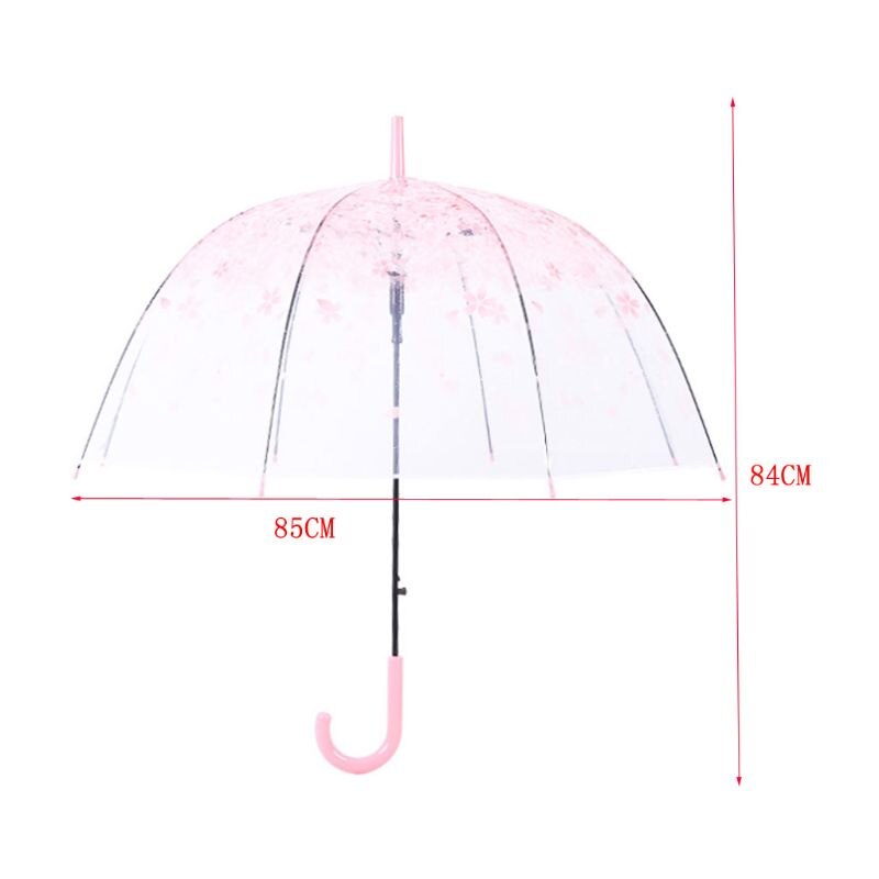 Romantic Transparent Clear Flowers Bubble Dome Umbrella Half Automatic For Wind Heavy Rain
