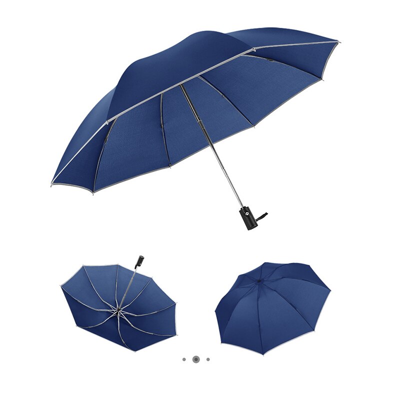 UV Automatic Umbrella With Reflective Strip Rain Wind Resistant Trip Sunshade Windproof Car Business Portable Folding Umbrellas