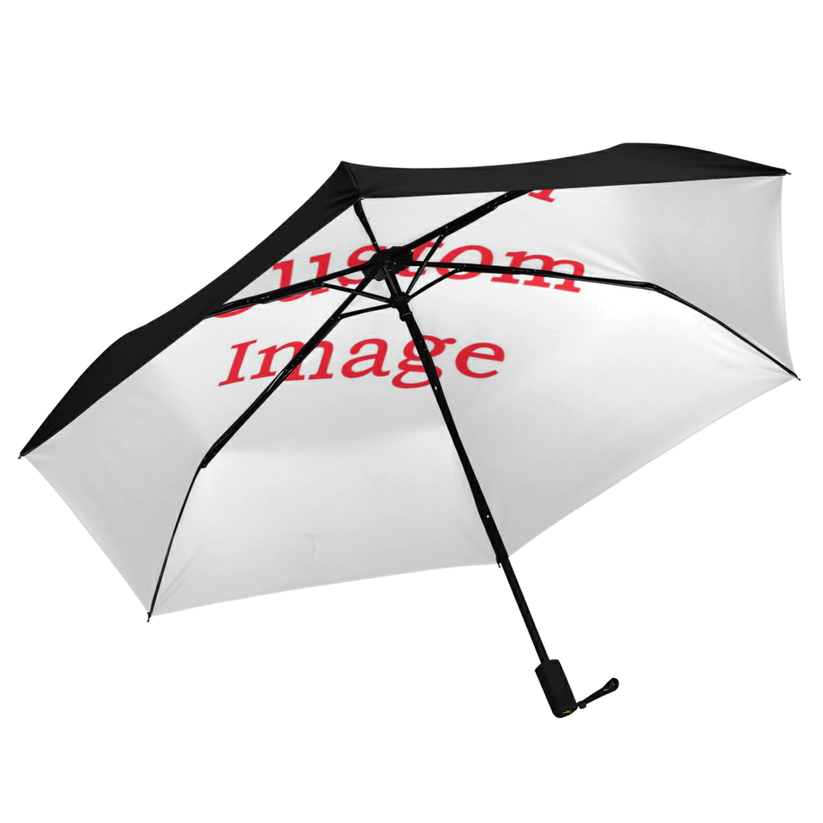 Lightweight Three Folding Umbrella Parasol Custom Pattern Sun Protection Women Rain Umbrella Outside Black Coating 6 Ribs