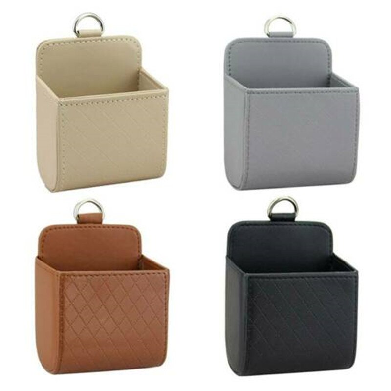 Quality Leather Auto Vent Outlet Trash Box Car Smartphone Holder Storage Bag Organizer Car Styling Bag Auto Interior Accessories