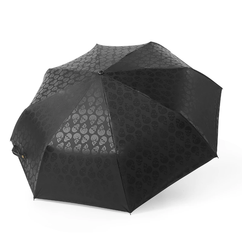 Wind Resistant Skull Handle Folding Automatic Umbrella Rain Women Auto Luxury Big Windproof Umbrellas Rain