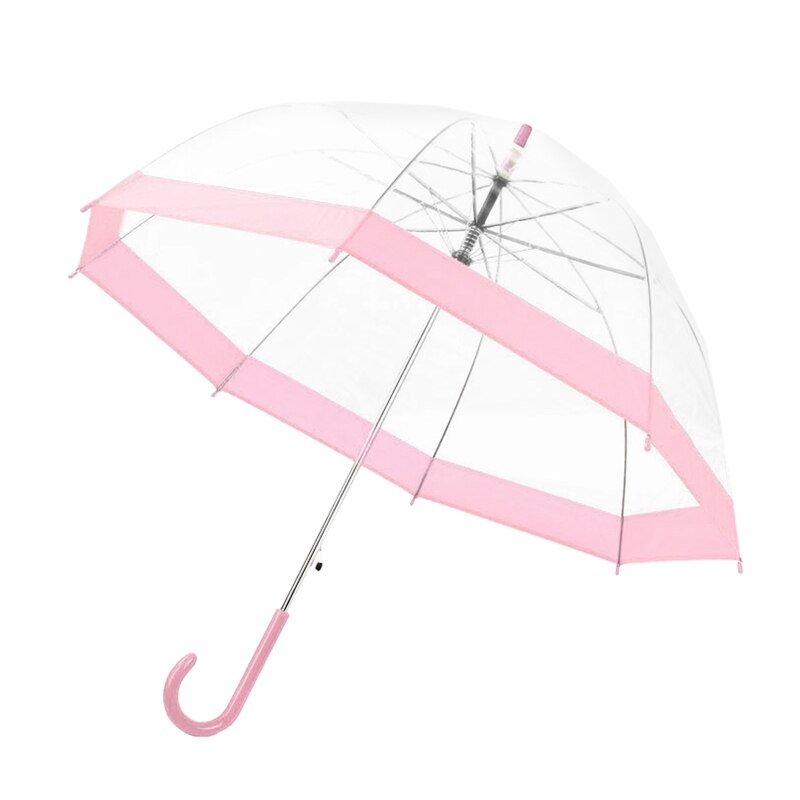 4 Colors Transparent Long-handle Rain Umbrella Ultra Light Women Kids Female Umbrellas Dropshipping