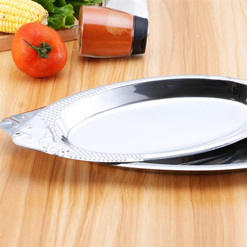 Creative Stainless Steel Steamed Fish Plate Fish-shaped Plate for Kitchen