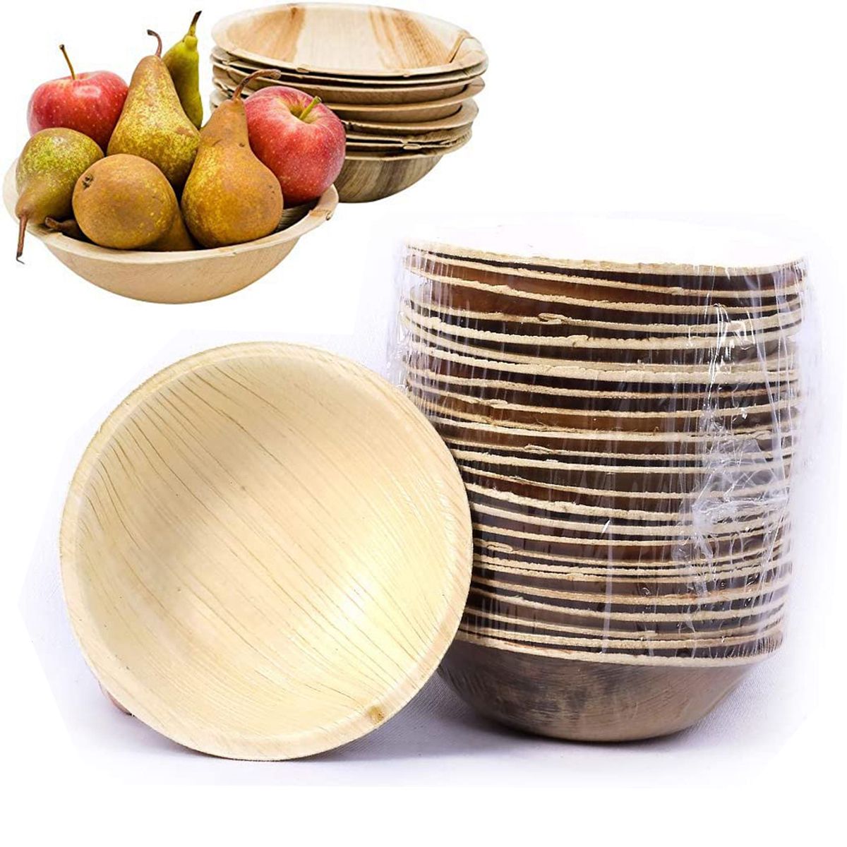 Disposable Plates Palm Leaf Dishes Wedding Party Picnic Wooden Serving Trays Round Square Sushi/Salad/Dessert Bowl