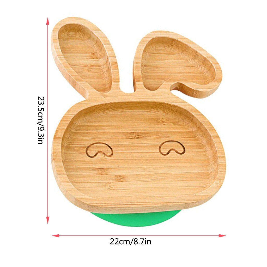 Baby Toddler Bamboo Sheep Plate Silicone Suction Feeding Bowl Suction Spoon Set Bunny Shape Dinner Plate Eco Friendly