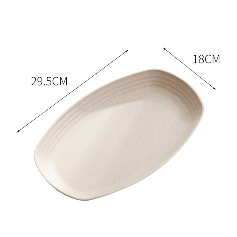 4pcs Wheat Straw Plate Set Dishes Oval Unbreakable Lightweight Dessert Dinner Plates Microwave Safe Kitchen Accessories