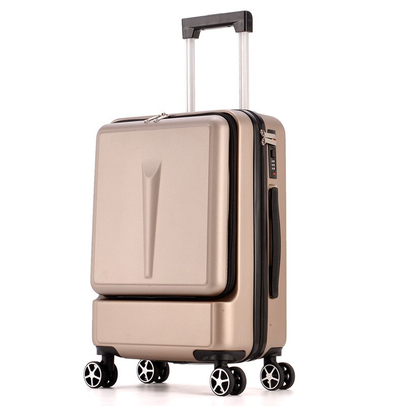 New Fashion Front Pocket Rolling Luggage Trolley Password Boarding Suitcase Women Travel Bag Trunk