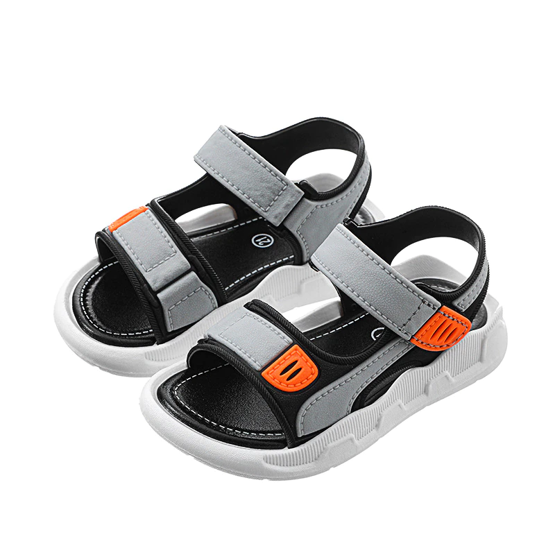 Children Baotou Sandals Korean Version of Non-slip Soft Bottom Velcro Small Medium and Big Boys Beach Shoes Baby Sandals