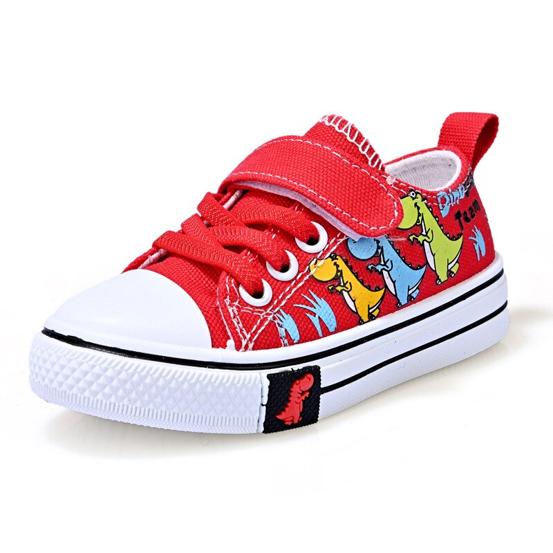 Children Cartoon Dinosaur Canvas Shoes Boys Girls Casual Low-Top Shoes Baby Spring And Autumn Breathable Single Fashion Sneakers
